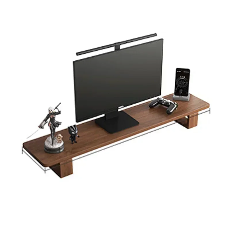 Walnut Color Computer Monitor Mounting Rack Office Desktop Wood Organization Racks Laptop Screen Holder Protecting The Spine