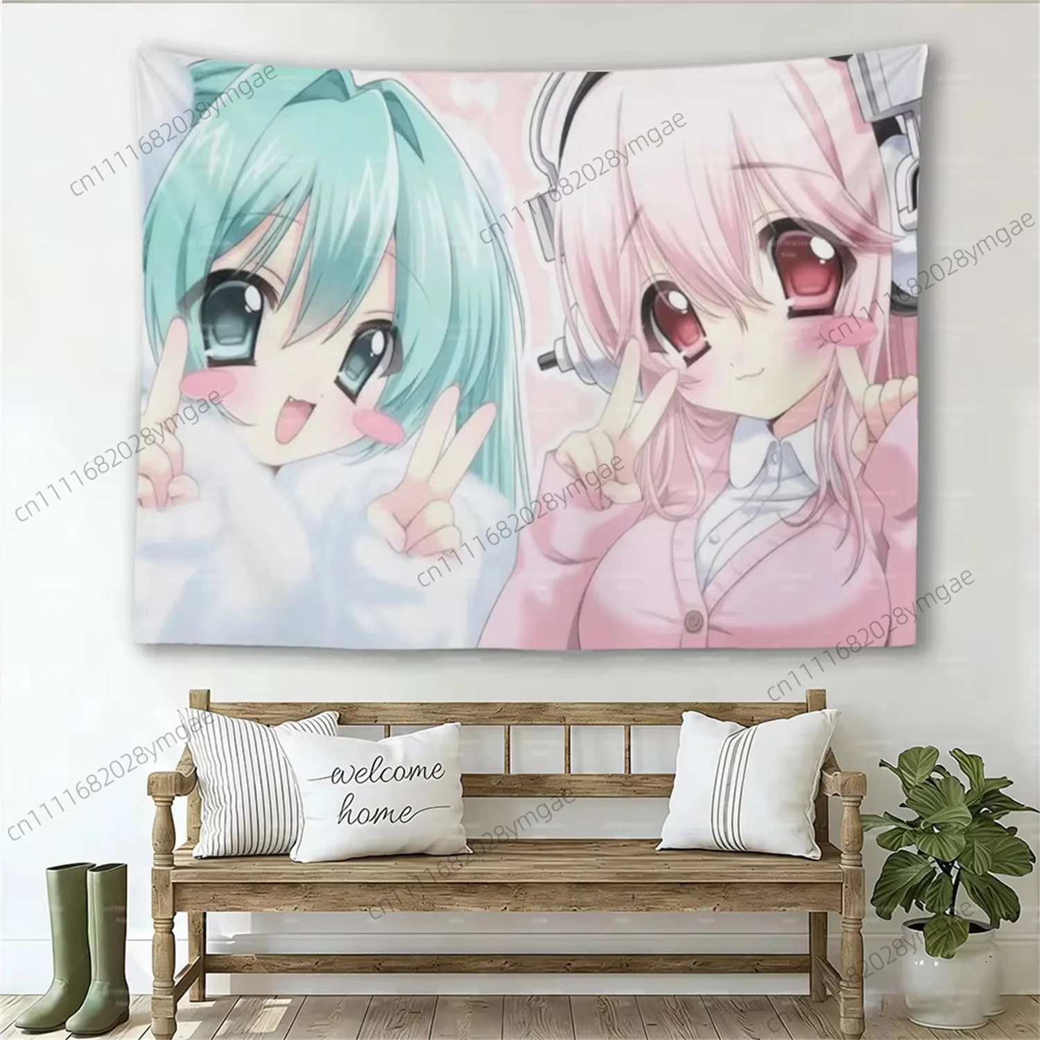 Ästhetische Niedliche Anime Super Sonico Wandteppich Cartoon Katzenmädchen Wandbehang für Schlafzimmer Wohnheim Kawaii Hintergrundtuch Fans Banner Geschenk – Detail 4