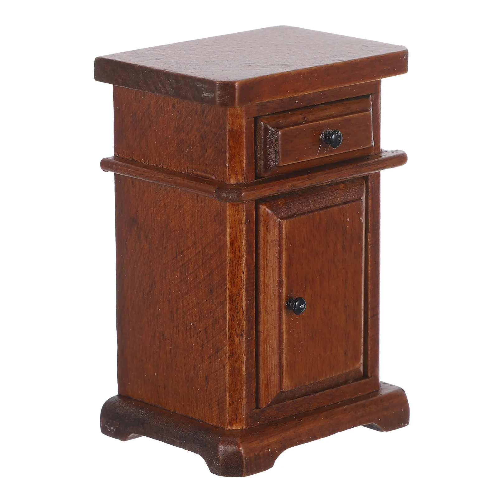 منضدة خشبية مصغرة لغرفة نوم بيت الدمى طراز عتيق خزانة بجانب السرير صغيرة من الخشب الصلب ملحقات أثاث صغير-