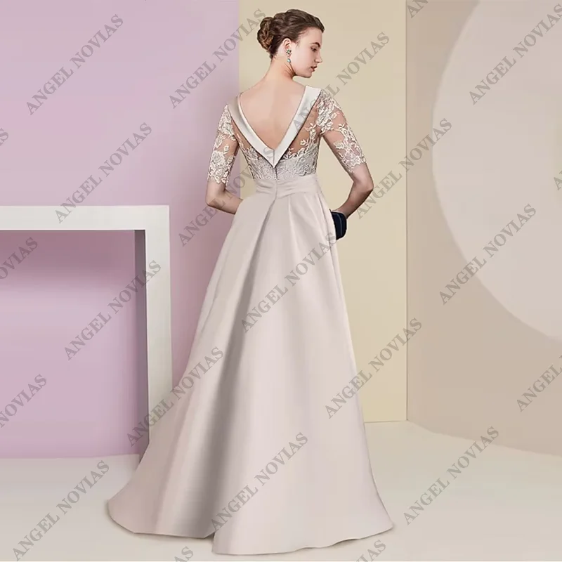 Customized A-Line Mother of the Bride Dress for Weddings Formal Elegant Satin with Appliques Vestido De Festa De Casamento