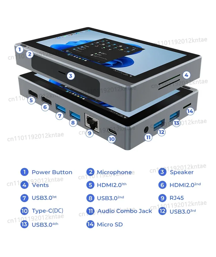 Small Windows 11 Pro 5.5 Inch Full Capability Fanless Touch Screen    J4105 Mini Pc