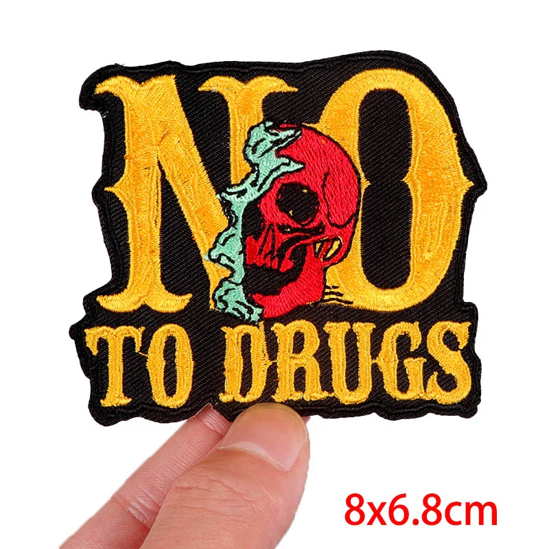 Punk/Fire Embroidery Patch Skull Patch Iron On Patches For Clothing Thermoadhesive Patches On Clothes Tarot Embroidered Sticker