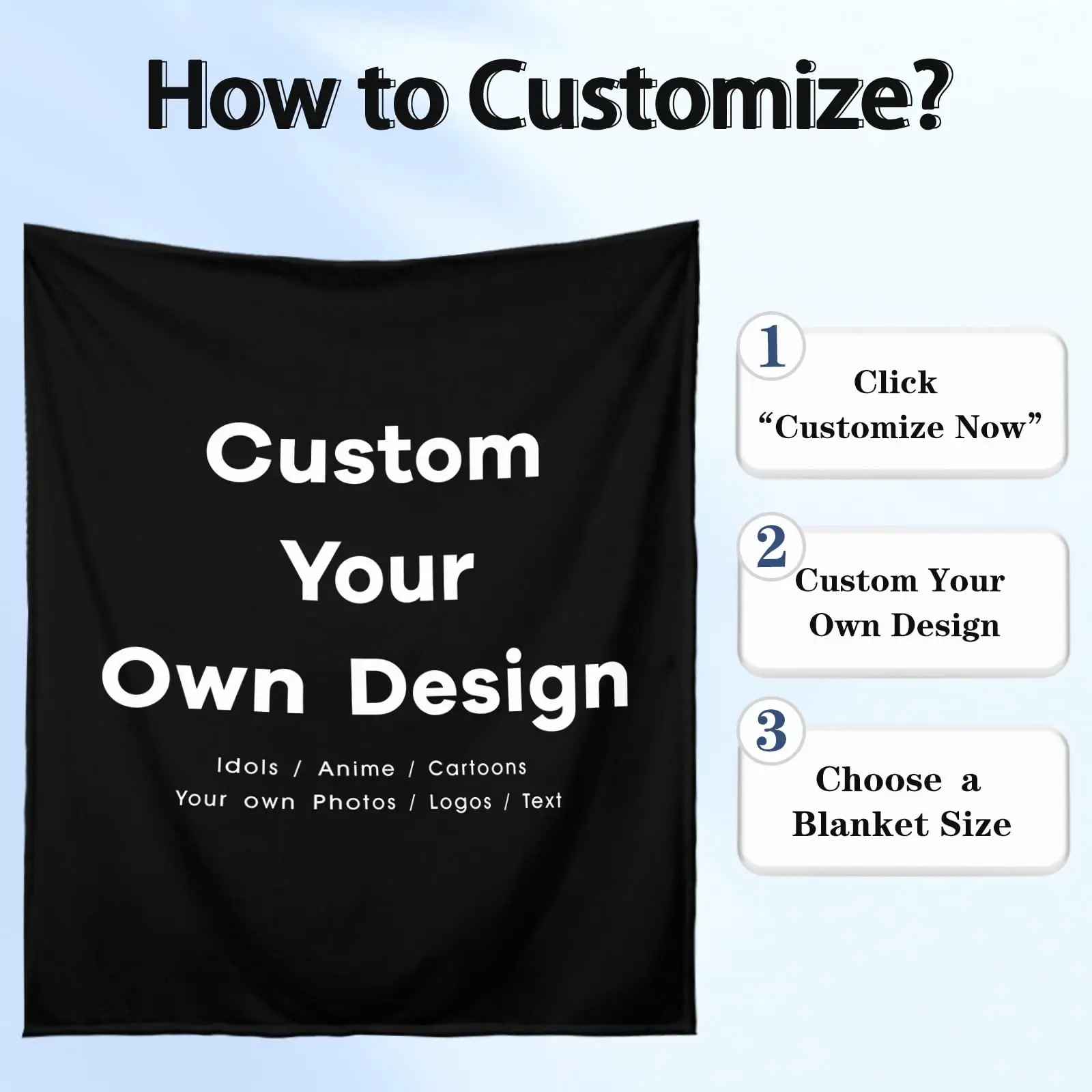 Custom Idol Anime Character Photo Blanket Personalized Throw Blanket with Picture & Text Gifts for Fans Birthday Cosplay Events
