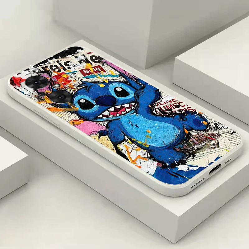 The Stitch Bady Disney Phone Case For OPPO A94 A91 A74 A54 A16 Reno 9 8 8Z 7Z 7 Pro Find X5 X3 Neo Lite 5G Liquid Silicone Back