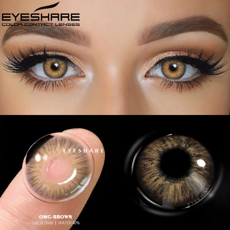 Eyeshare lentes de cor natural olhos 1 par lente de contato de cor marrom para olhos uso anual olhos bela maquiagem lentes de contato verdes