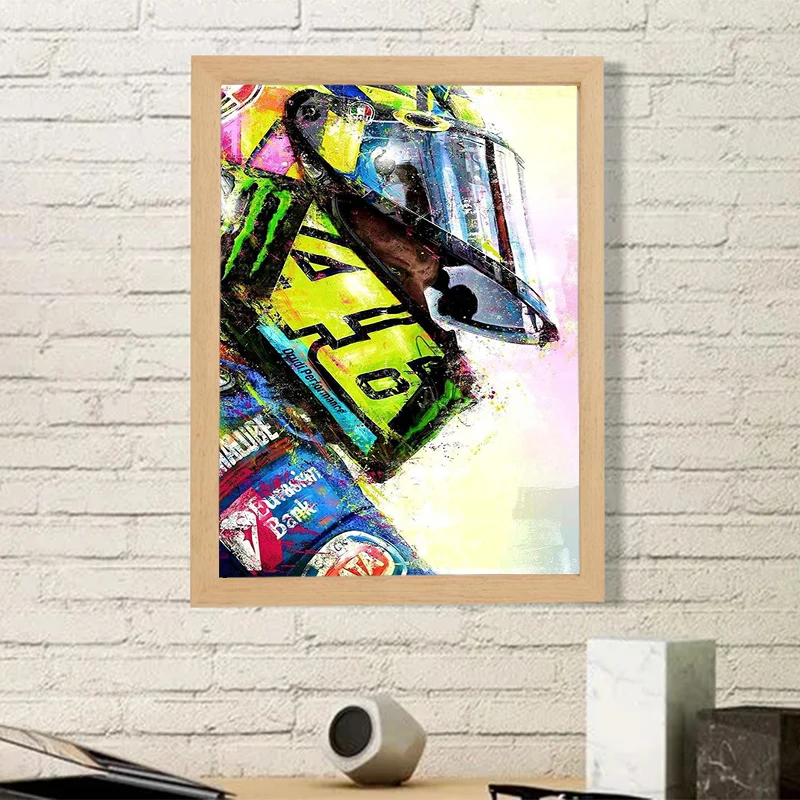 Graffiti Poster Watercolor Motorcycle Racer Posters for Wall Decoration Painting V-Valentino Rossies Cool Room Decor Canvas Art