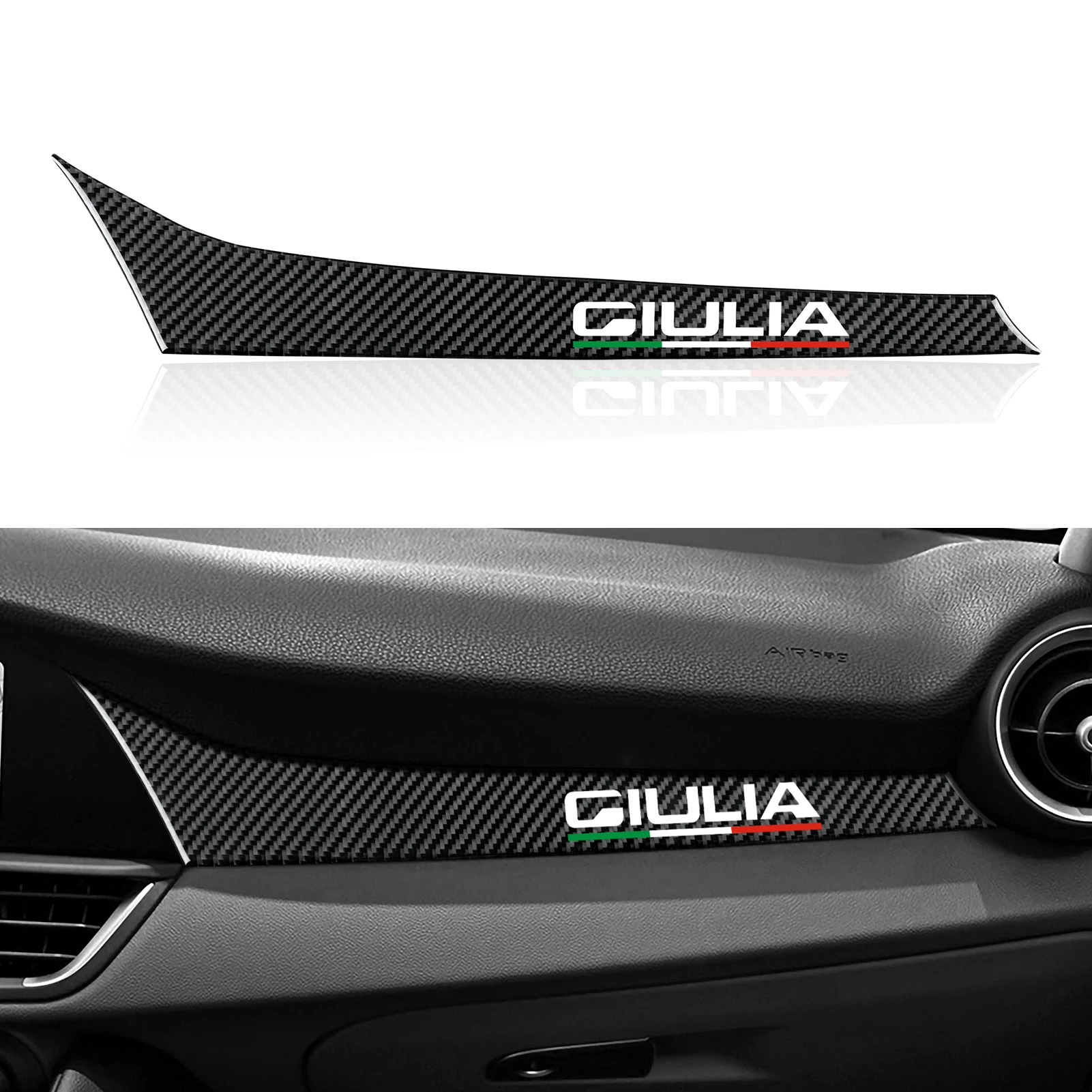 Car Trim Carbon Sticker Decal Co-Pilot Cover Passenger Decor fits for Alfa Romeo Giulia 2016 -2024 Accessories - Stelvio NOT FIT