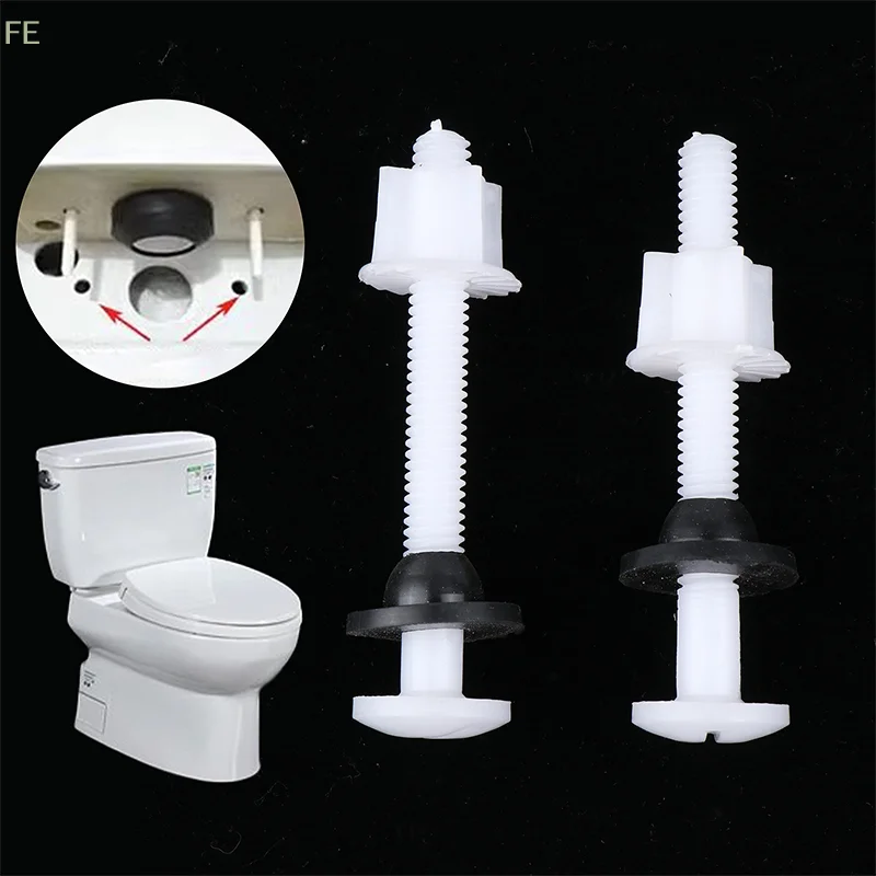 

[F] 2 Pcs Plastic Toilet Seat Hinge Repair Bolts + Fitting Screws +Washers Kit For Home Bathroom Accessories