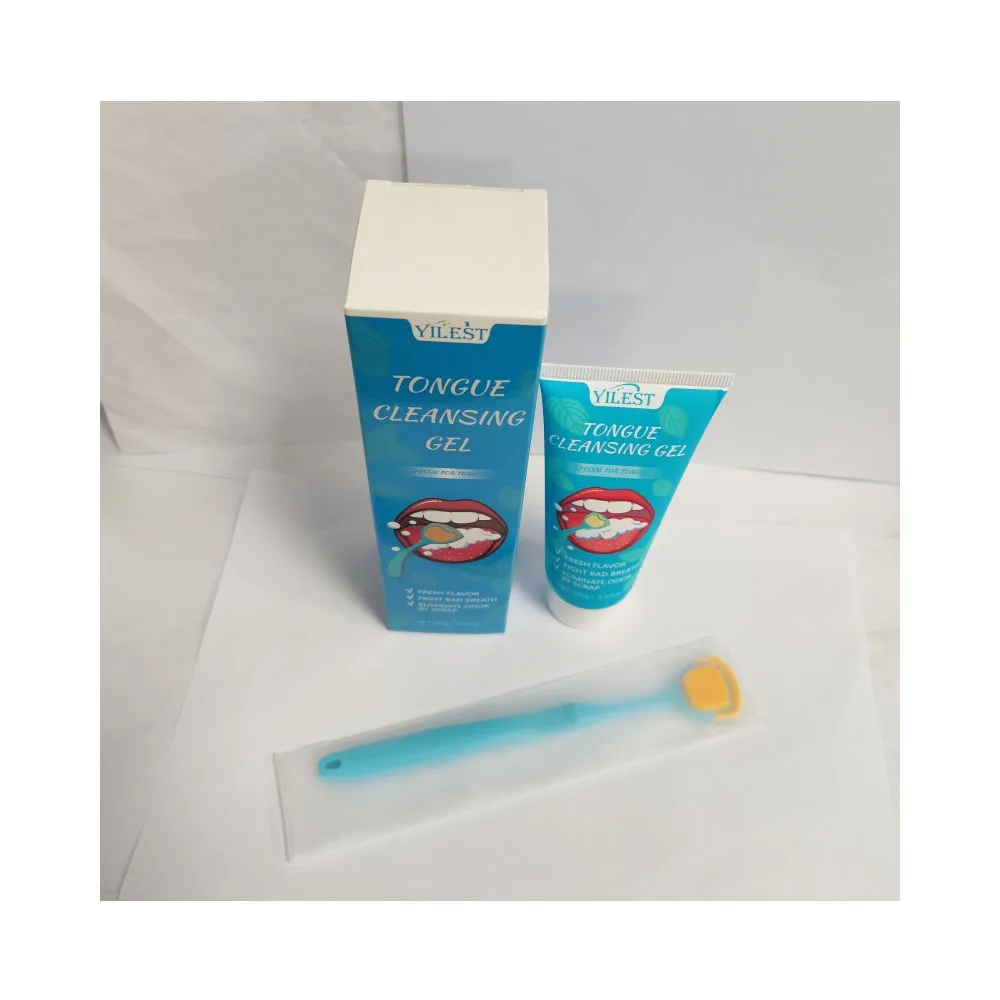 2pcs Tongue Cleaner & Scraper Kit Mint Fresh Breath Gel, Anti-Bad Breath Oral Care Set Gentle Tongue Coating Remover w/ Brush