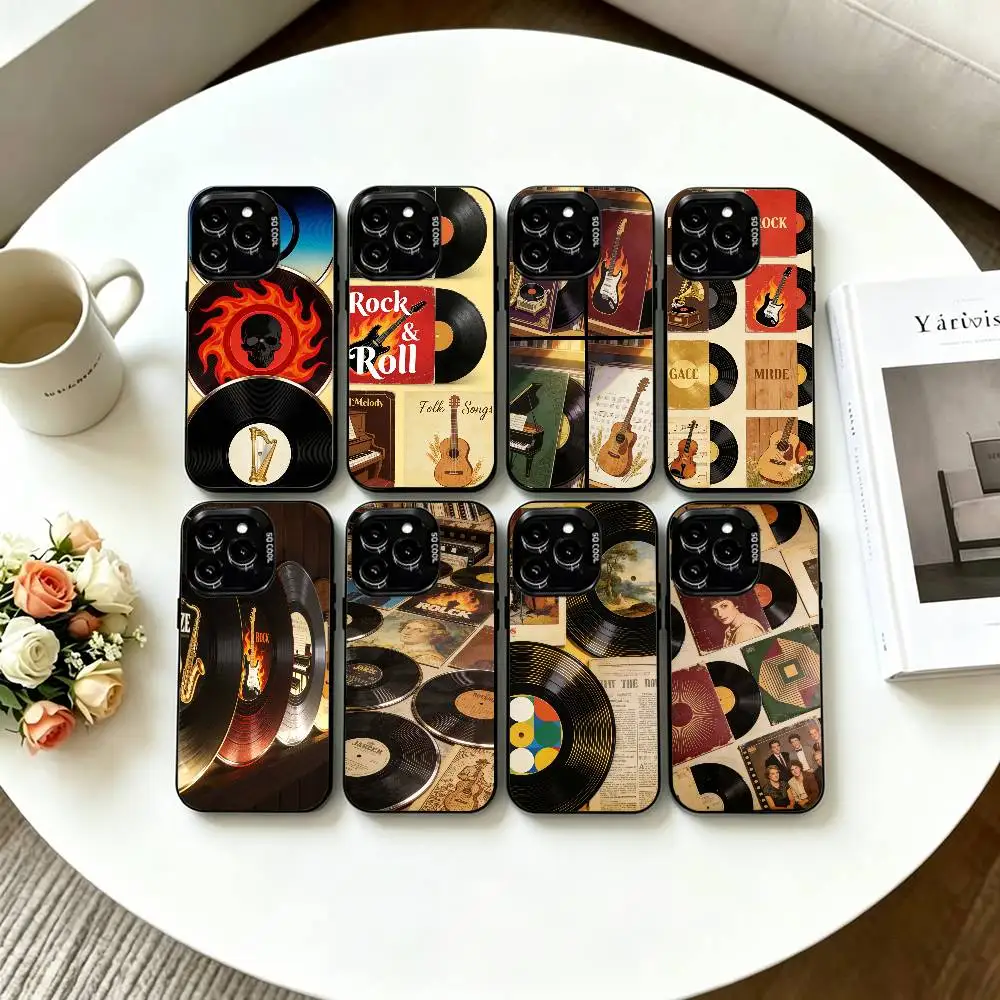 

Music Vinyl Record Phone Case For iPhone 17,16,15,14,13,12,11 Plus,Pro Max,XS,Colorful Silver Phone case Funda Cover
