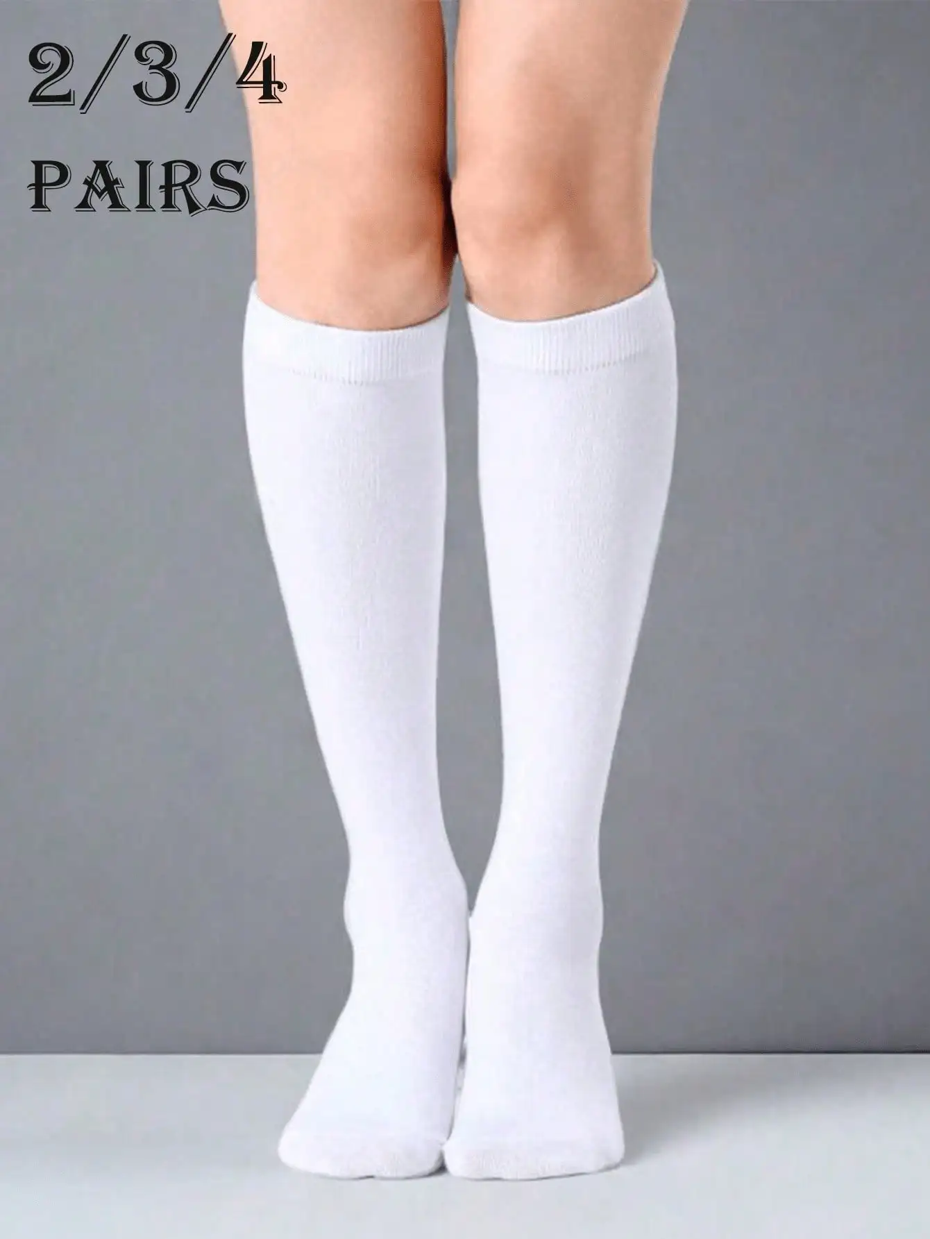 

3/4 Double Pack Women's Black And White Knee-High Socks, Outdoor Sports Socks, Casual Long Socks, Suitable For Outdoor Sports/Daily Wear, Comfortable Long Socks