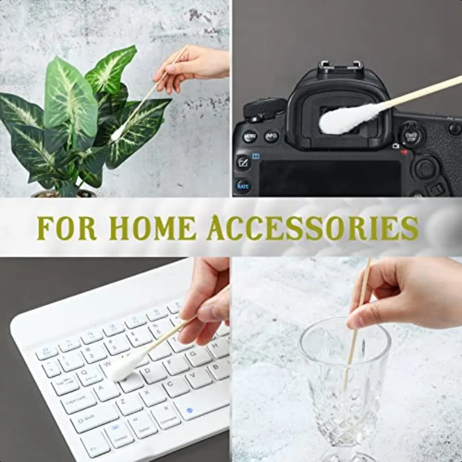 300 Pcs 8 Inch Large Cotton Swabs with Bamboo Handle Oversized Extra Long Cotton Tipped Applicators with Large 1 2 Diameter Ear
