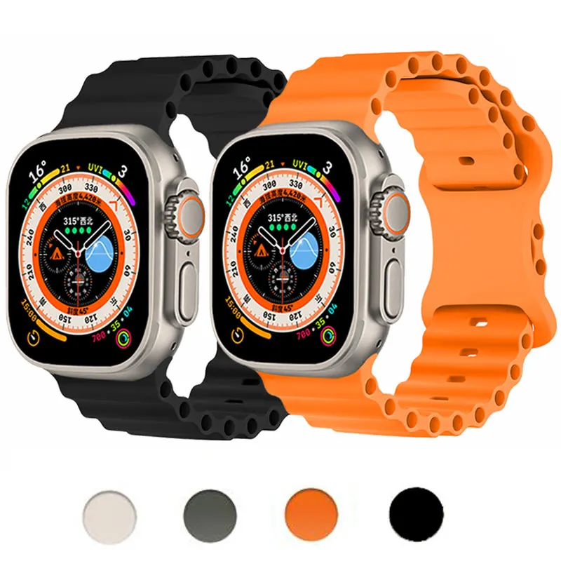 Ocean Band per Apple watch Ultra 49mm 45mm 46mm 42mm 44mm 40mm 41mm Bracciale sportivo in silicone serie correa 10 9 7 8 5 6 SE cinturino