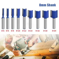 8mm Shank Straight Bit Carbide Double Flute Router Bits 20mm Cutting Edge Length Milling Cutter For Wood Woodwork Tool