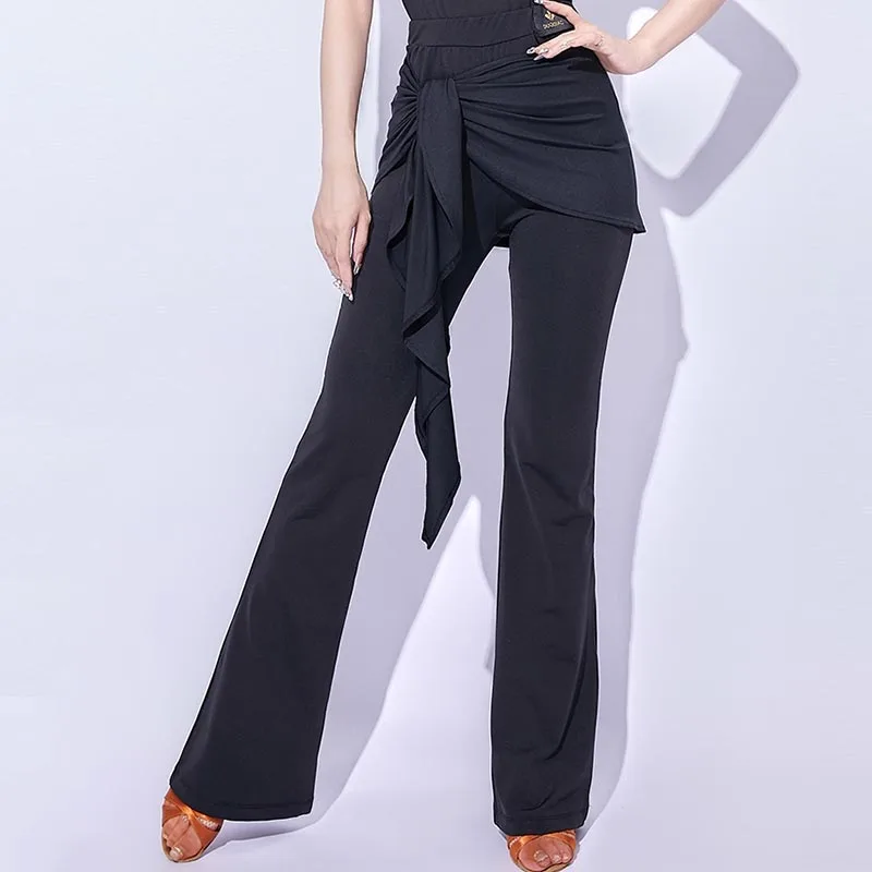 

Black Latin Dance Pants Women Ballroom Dancing Practice Pants National Standard Dance Costume Dancer Stage Wear Female Dancewear