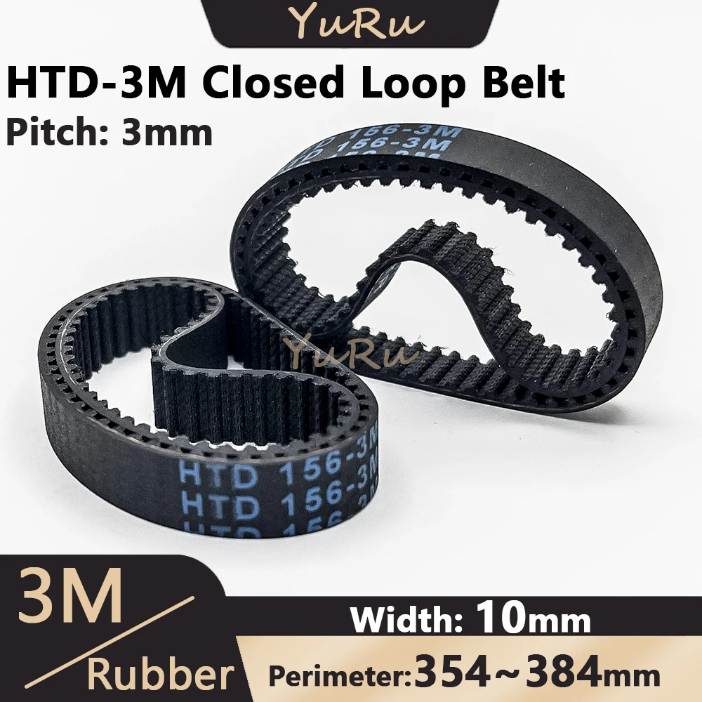 

HTD-3M Rubber Timing Belt Width 10mm Closed Loop Length 354 357 360 363 366 369 372 375 378 381 384mm HTD3M Synchronous Belt 3M