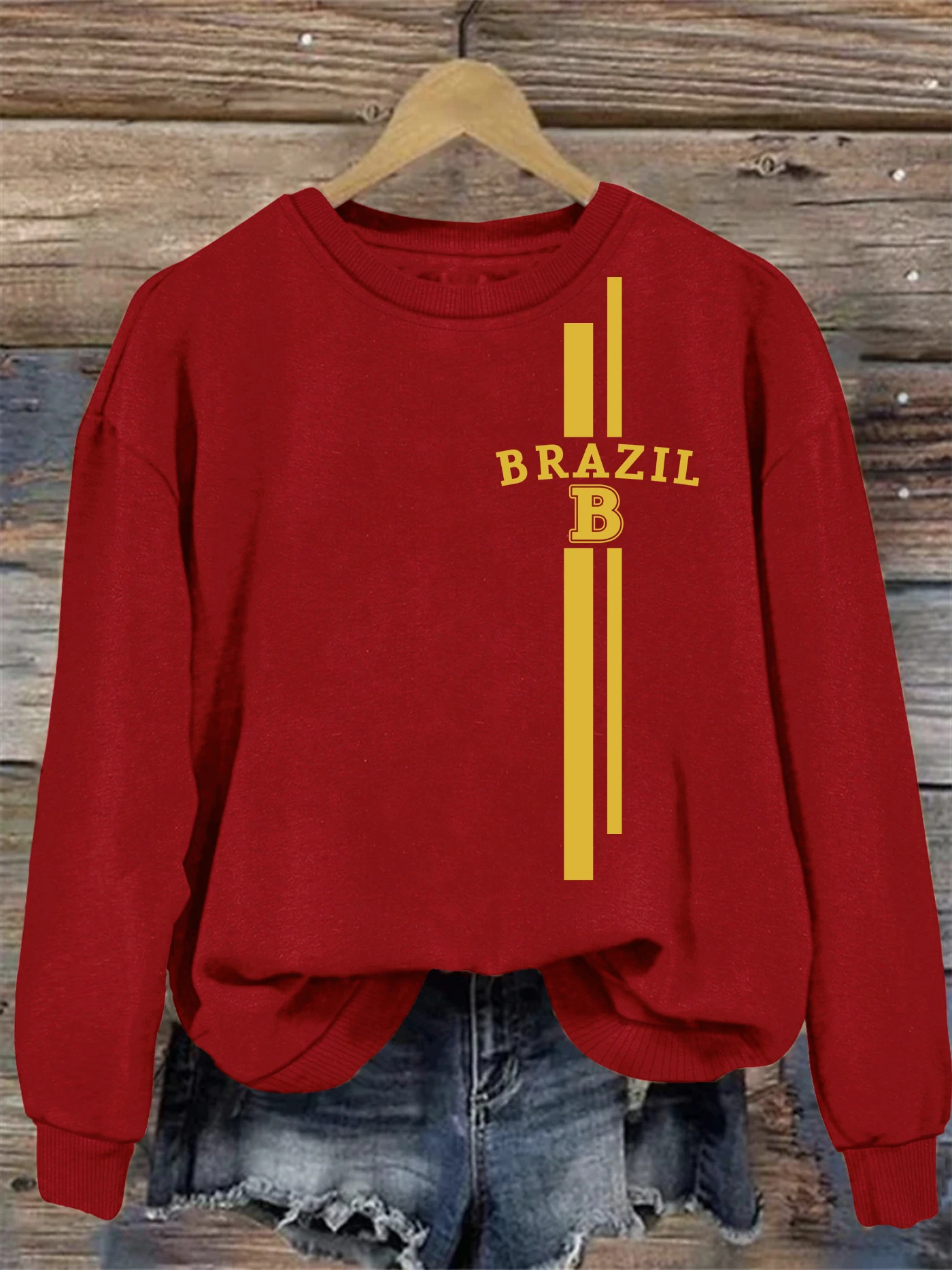 

Letter print sweatshirt, crew neck casual sweatshirt for winter & fall, women's clothing
