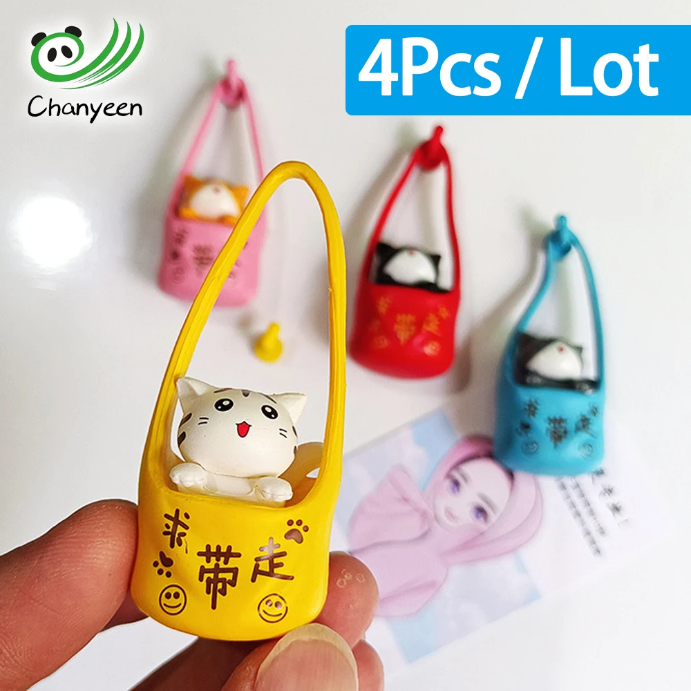 Mini Refrigerator Stickers Cat Ornament Figurines Kitten Statue Gift for Kids Children Home Decoration Kitchen Accessories