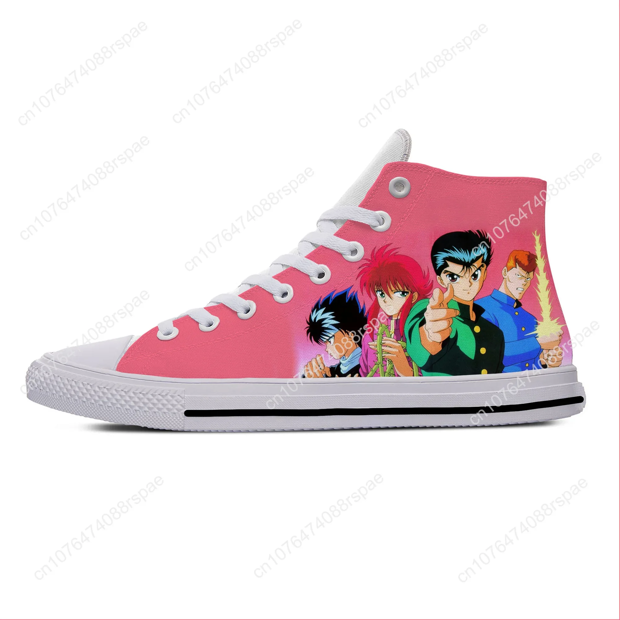 Japanese Anime Manga Cartoon Yu Yu Hakusho Funny Casual Cloth Shoes High Top Lightweight Breathable 3D Print Men Women Sneakers