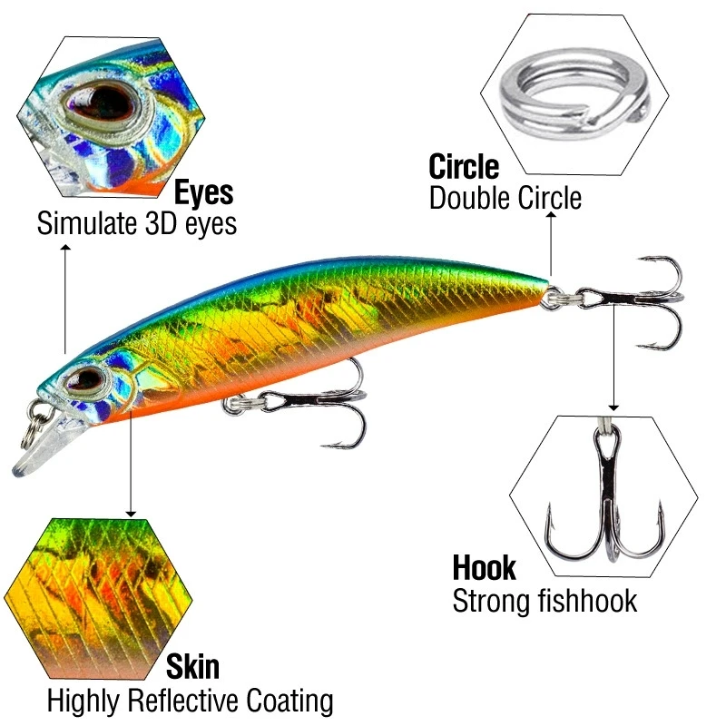 Señuelo Minnow hundimiento Crankbait duro 6,8 cm japonés para perca y lucio - imagen 4