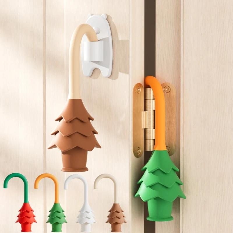 Child Safety Pine Tree Shape Door Pinch Guards No-Drill Anti-Pinch Hand Door Lock Clamp Childproof Door Stopper for Safety