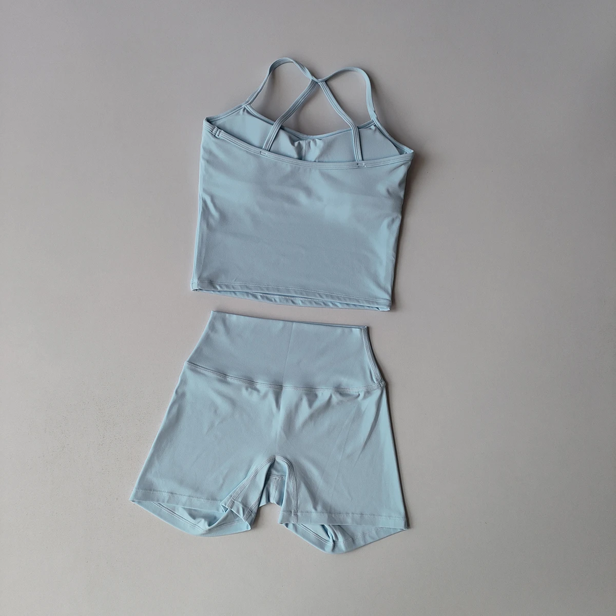 Langes Trägerloses Top-Set Yoga Gym Set Nahtloser Rückenfreier Sport-BH Tops Tanktop Hüftlift-Leggings Gym-Shorts-Sets Sportset – Detail 14