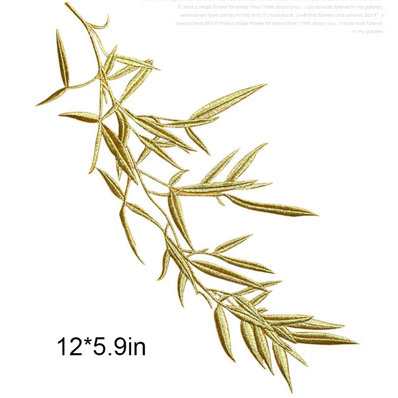 1 Piece 30CM Bamboo Embroidery Repair Patches Bag Jacket Jeans Cartoon Iron On Parch for Clothes Long Glue Sticker