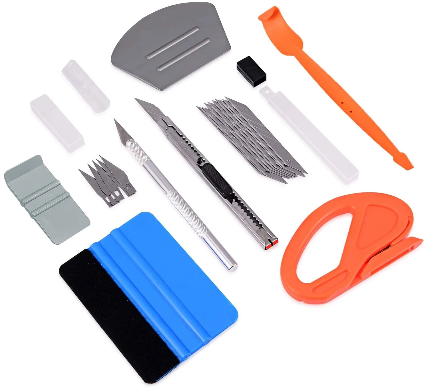 

Vehicle Window Tint Tools Kit ,Edge Trimmer Wrap Stick Squeegee,Spare Blades for Car Roof Hood Head Tail Wrap Film Installation