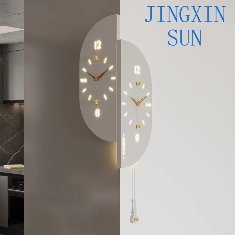 Luminous Corner Wall Clock Modern Double Sided  Aesthetic Pendulum Clocks Silent Elegant Living Room Watches