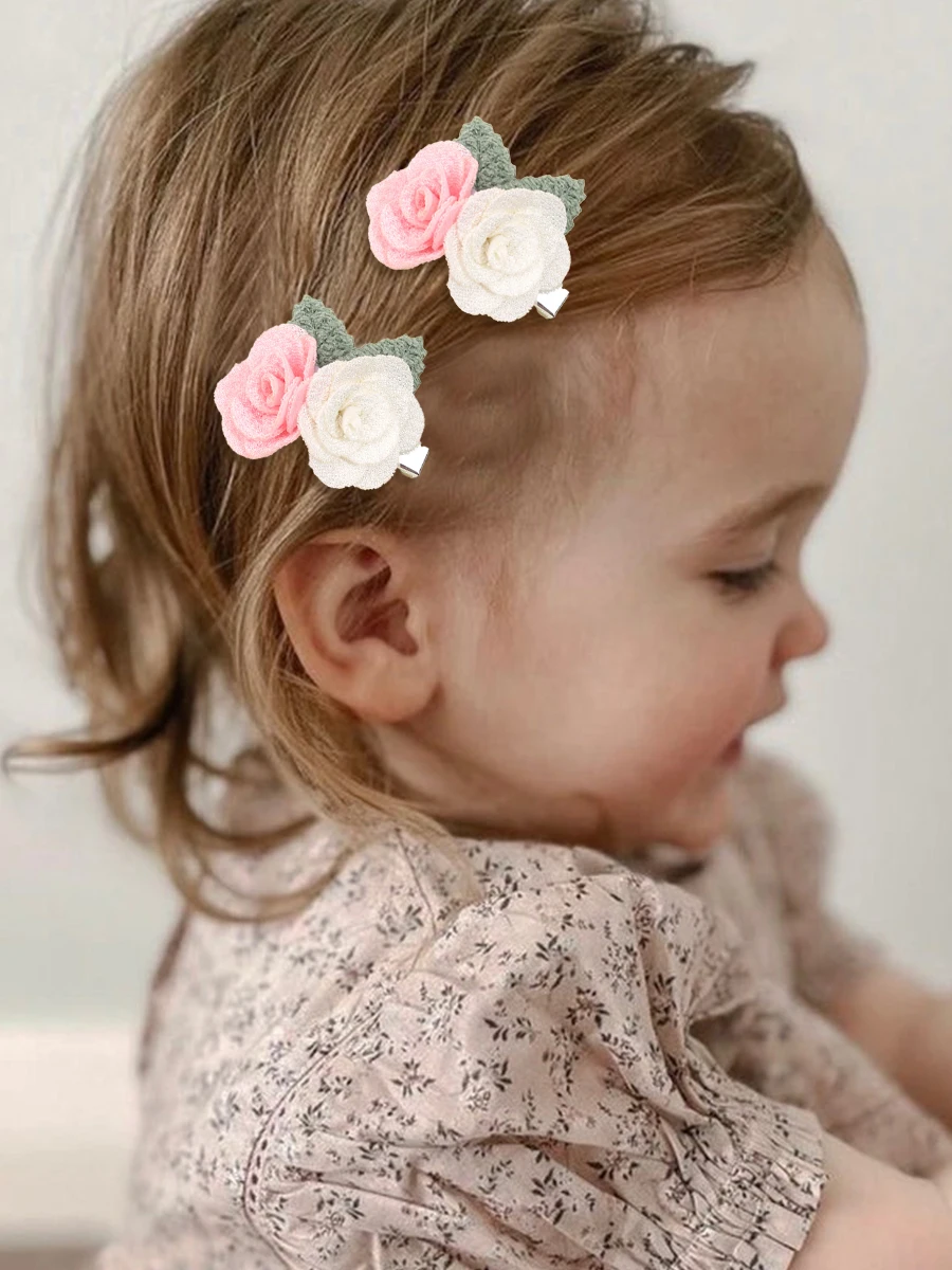 Artificial Flower Hair Clips for Girls Solid Small Flower Hairpins Sweet Barrettes Children Decorate Headwear Hair Accessories