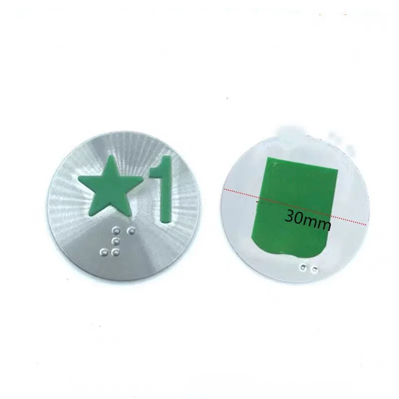 10PCS Elevator Button Character Symbols Complete Straight Through 30MM Round Stainless Steel With Braille Elevator Parts