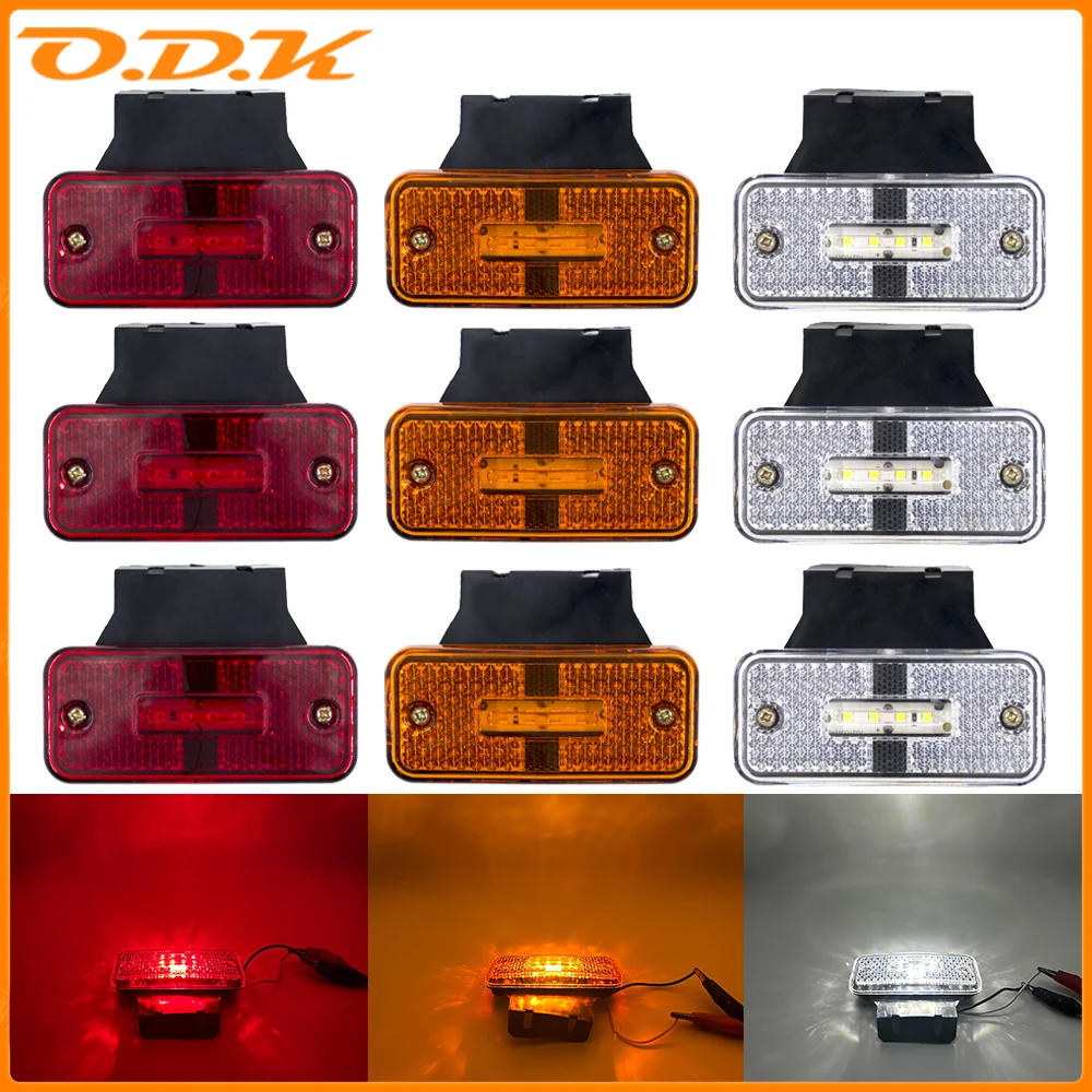 6x/8x/10x 12V 24V LED Side Marker Light Car Truck Light Bracket Turn Signal Light Clearance Light Warning Light Red Tail Light 