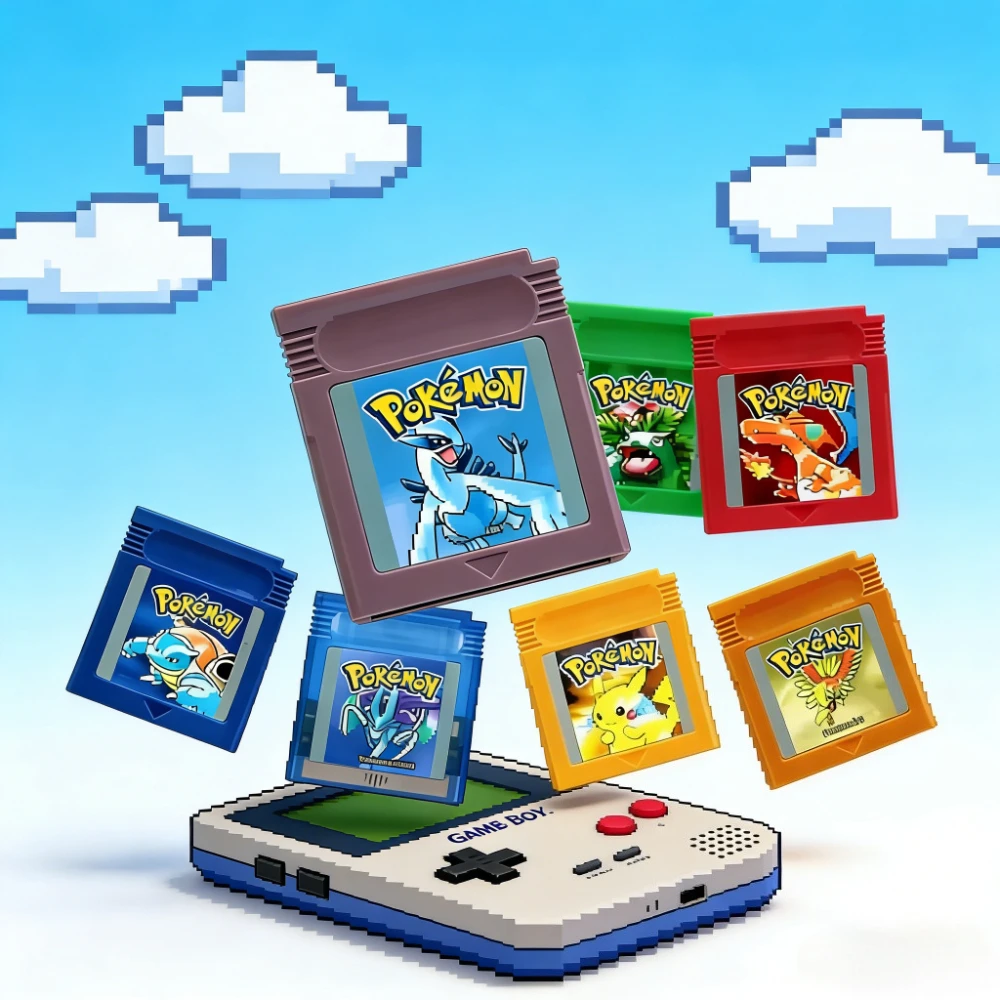 Игровая-карта-gbc-16-битный-картридж-для-видеоигр-Консольные-карты-Покемон-Красный-Синий-Кристалл-Золотой-Зеленый-Серебристый-Желтый-Несколько-языков