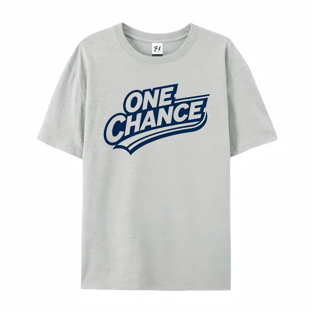 MenOversized T Shirt Letter ONE CHANCE Print Short Sleeve Cotton Summer Casual Loose Graphic Tee Harajuku Streetwear Tops