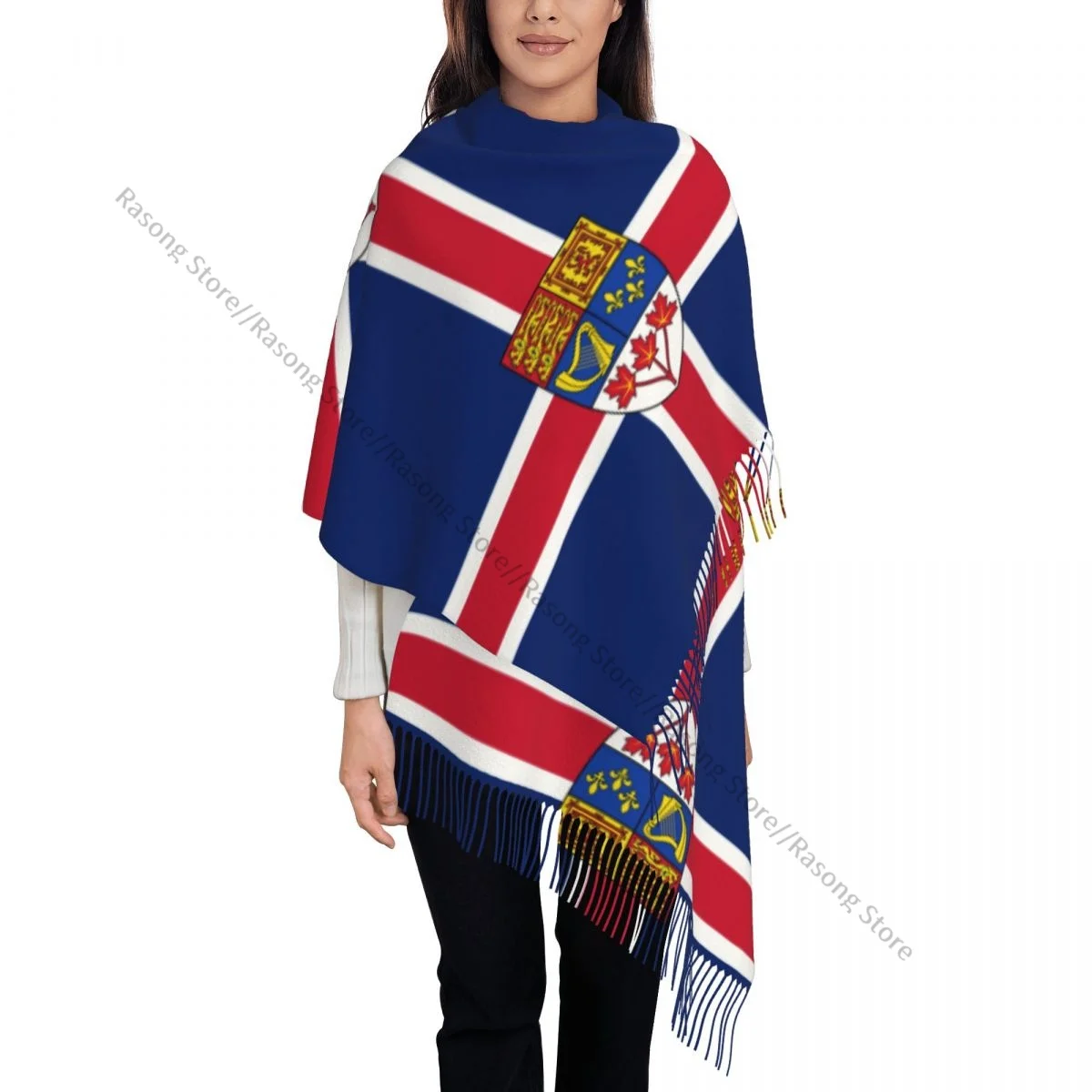 Lenço de borla grande 196*68cm pashmina inverno quente xale envoltório bufanda bandeira feminina do reino de canadá cachecóis de caxemira