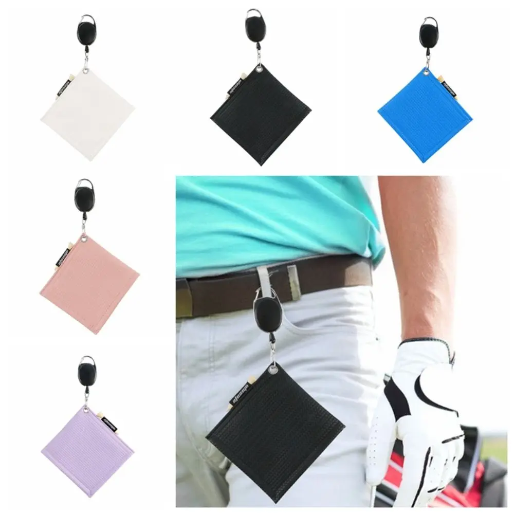 Square Golf Towel with Carabiner Hook Water Absorption Golf Club Towel Microfiber Clean Golf Balls Cleaning Towel Golf Club Head