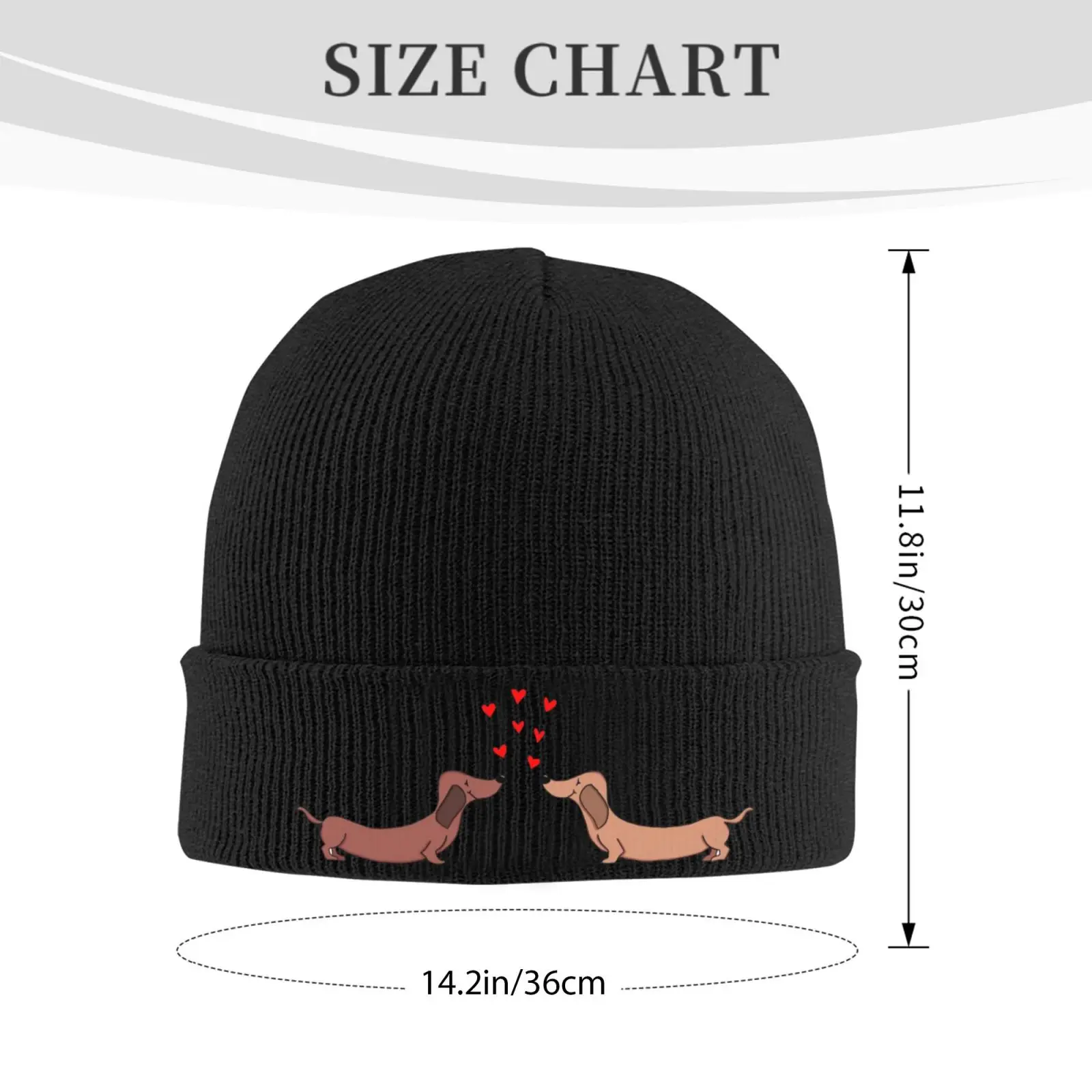 Couple of Dachshund Beanie Vintage Graphic Knit Hat Retro Streetwear Soft Warm FatherDay Gift Idea Present for Man and Woman