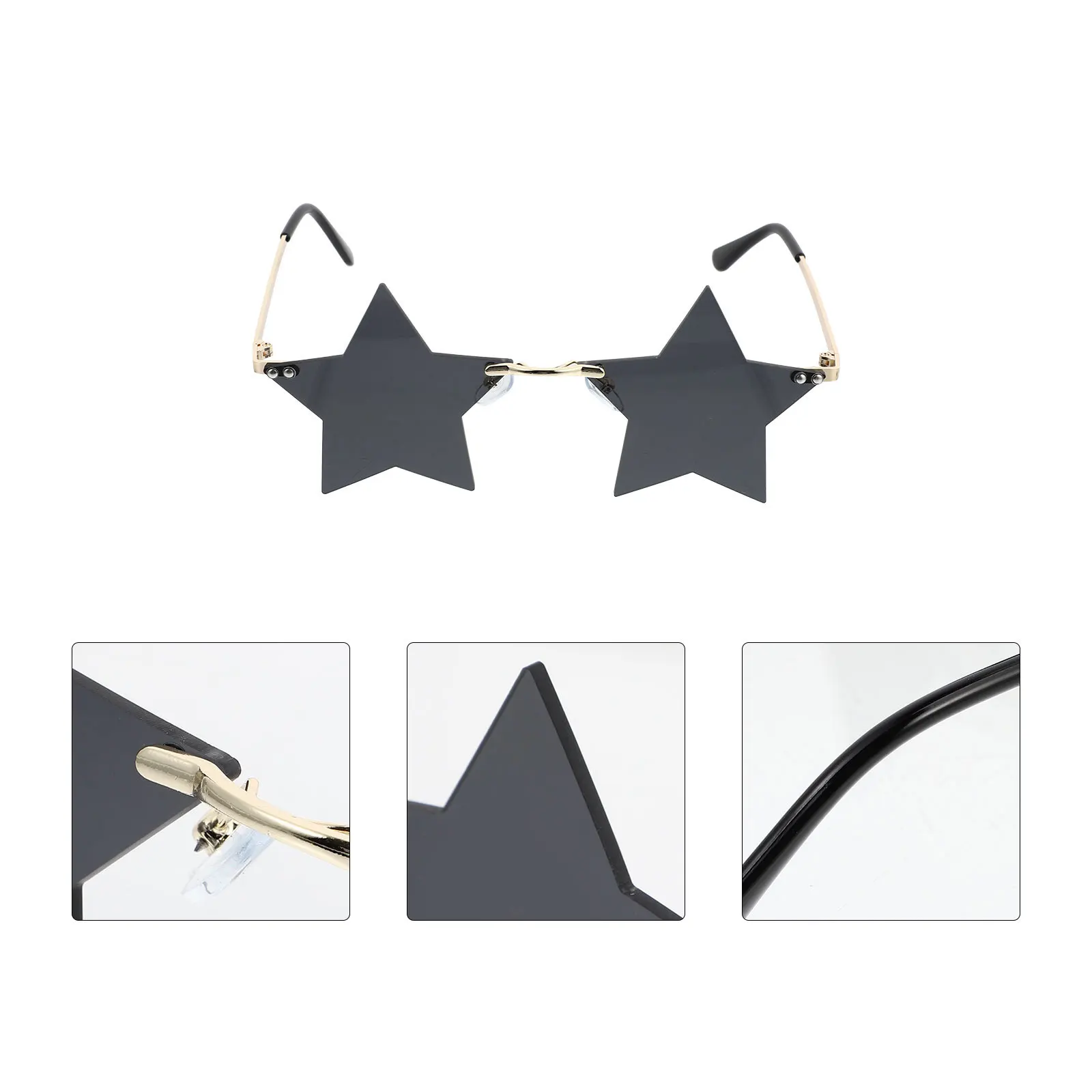 

1Pair Unique Rimless Sunglasses Star Shape Eyeglasses Fashion Party Decorative Unisex Personalized Photo Props