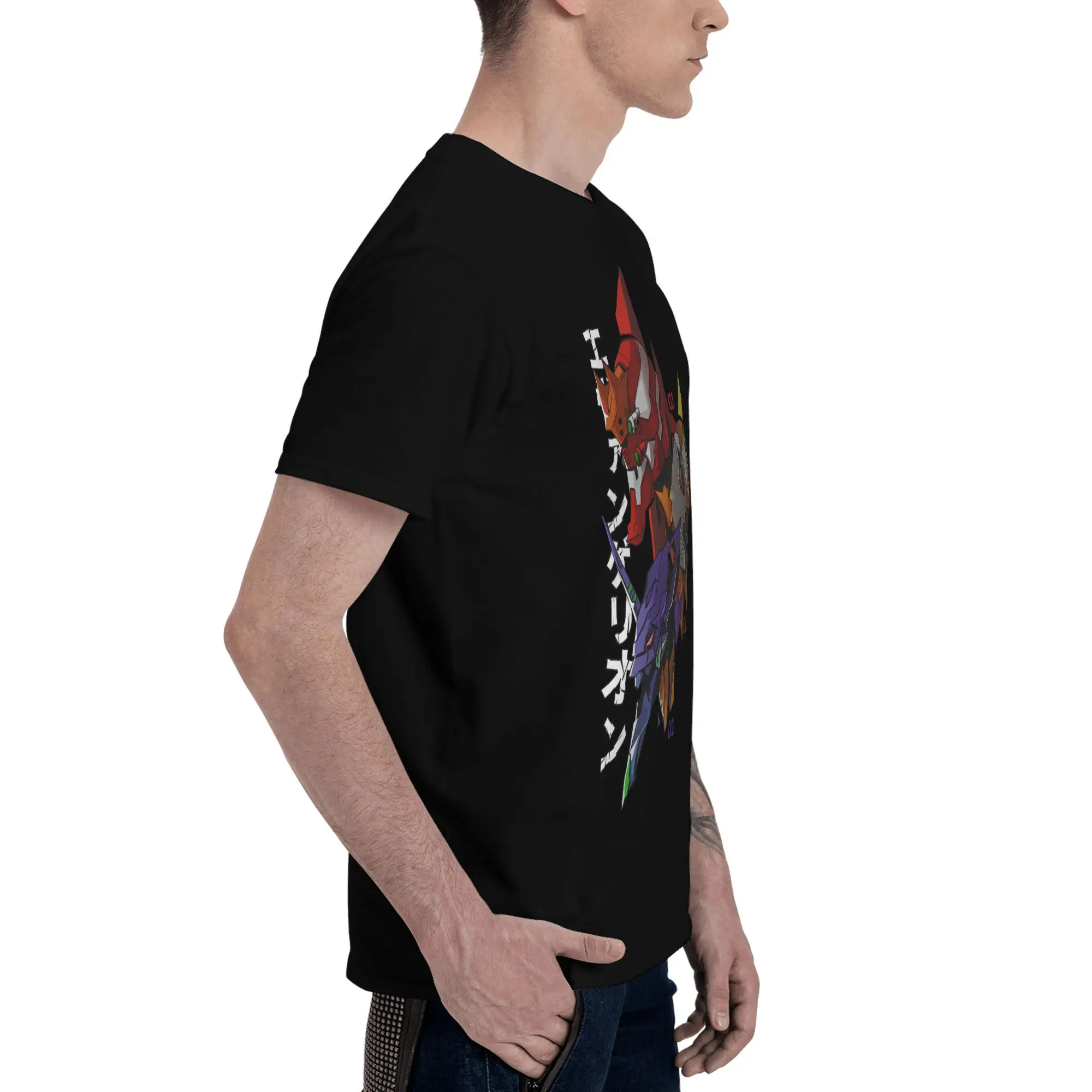 Kaus Evangeliones Manga Lucu Kustom Kaus Lengan Pendek Pria Atasan Kaus Cetak 100% Katun Kaus Slim Fit Merchandise