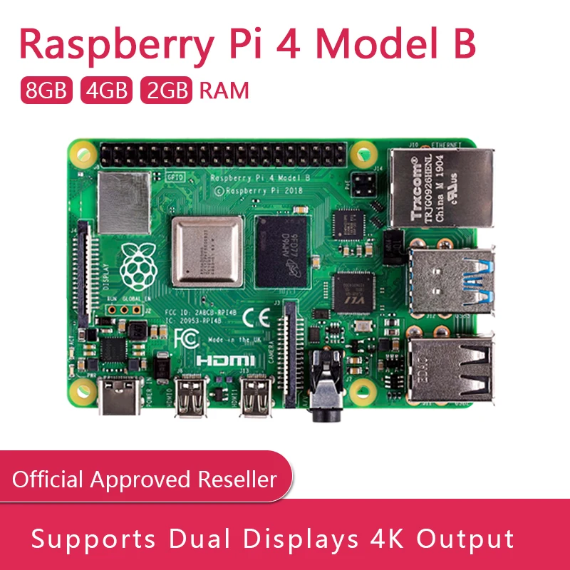 Oryginalny Raspberry Pi 4 Model B 4B RAM 2GB 4GB 8GB rdzeń 1.5Ghz 4K kompatybilny z Micro HDMI Pi 4B 3 szybszy niż Pi 3B +