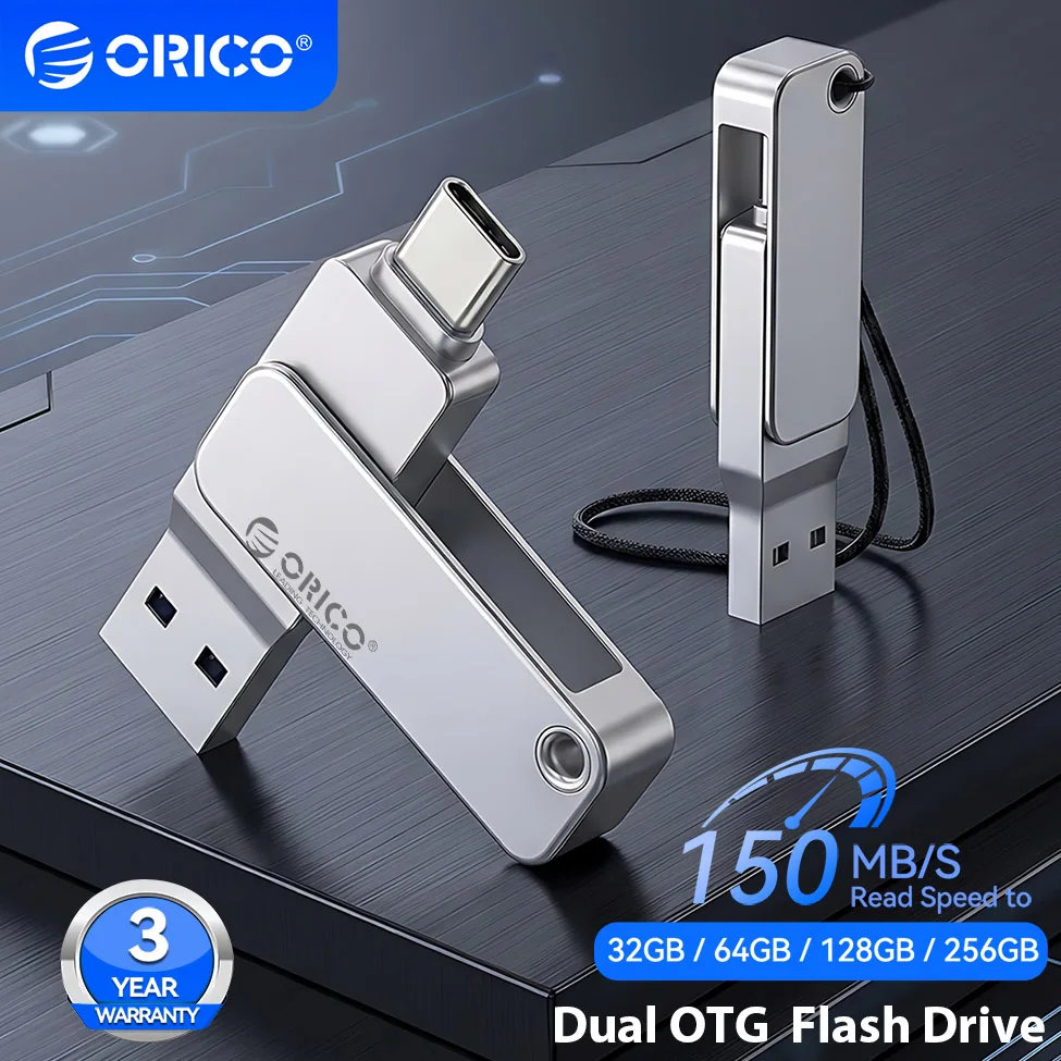 ORICO 2 in 1 Flash Drive USB A Memory Stick Type C Pendrive Portable Dual U Disk 256GB 128GB Mini OTG Pen Drive for Phone PC Car
