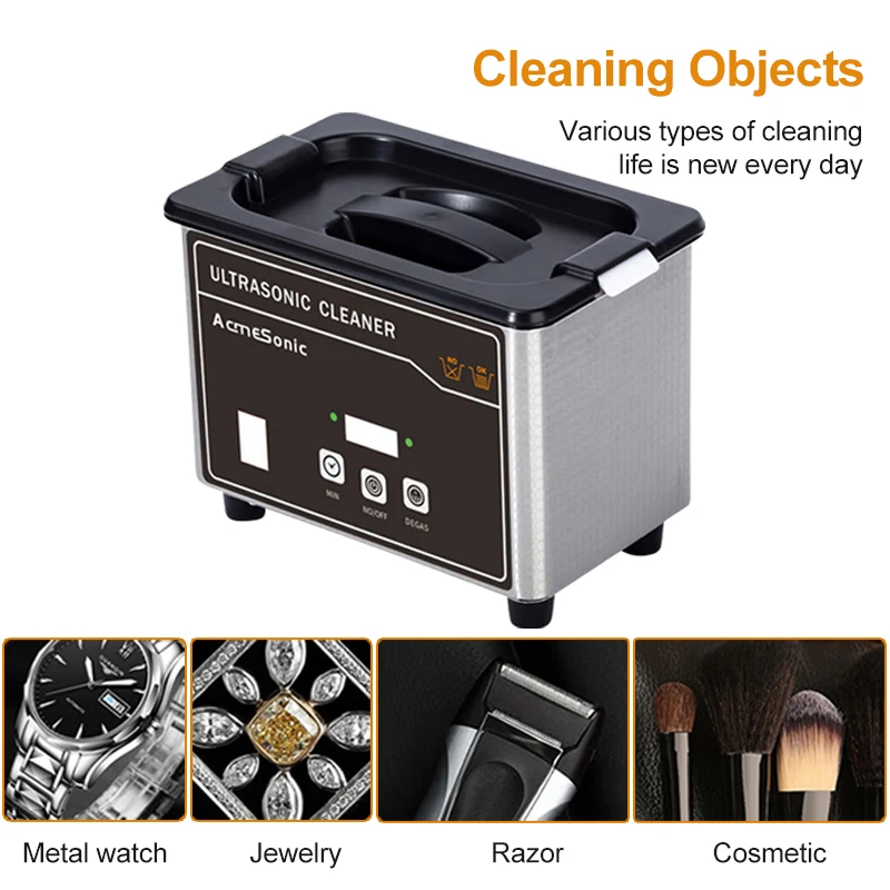 800ml Digital Ultrasonic Cleaner 60W Stainless Steel Bath 110V 220V Degas Household Ultrasound Washing for Watches Jewelry