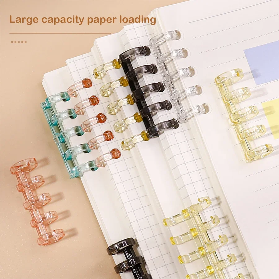 10PCS loose-leaf Binder ring  5-hole Spiral Circles Rings buckle clip binding Clips For DIY School supplies Stationery