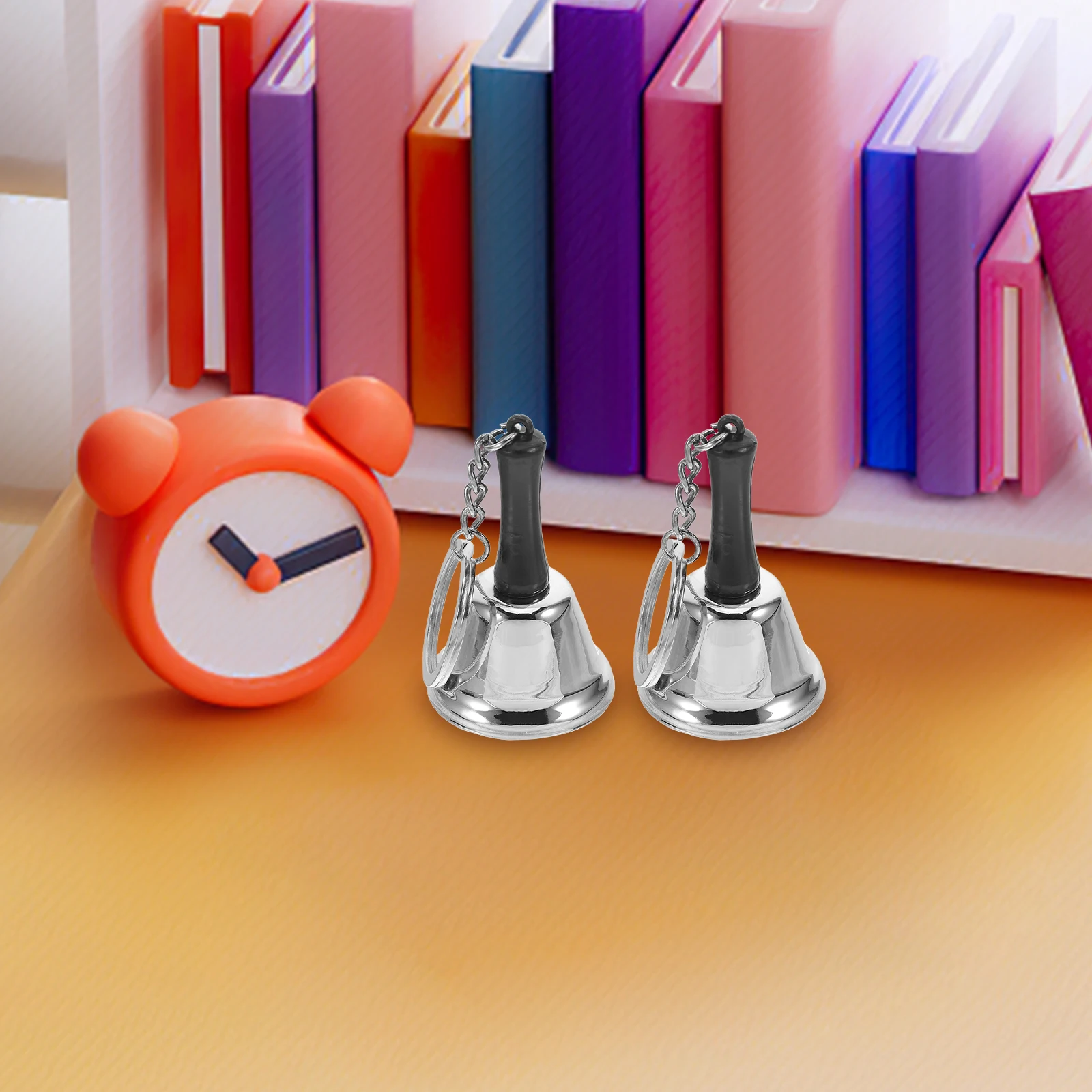 

2pcs Early Education Metal Shaking Bell Multifunctional Key Ring Christmas Decoration Handheld Training Bell Small