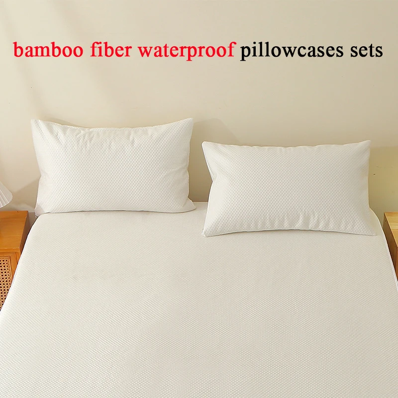 

2 pieces Set 50*65/50*70/50*75/50*90cm Queen King bamboo fiber Cooling waterproof Neck Pillow case covers Pillowcase with zipper