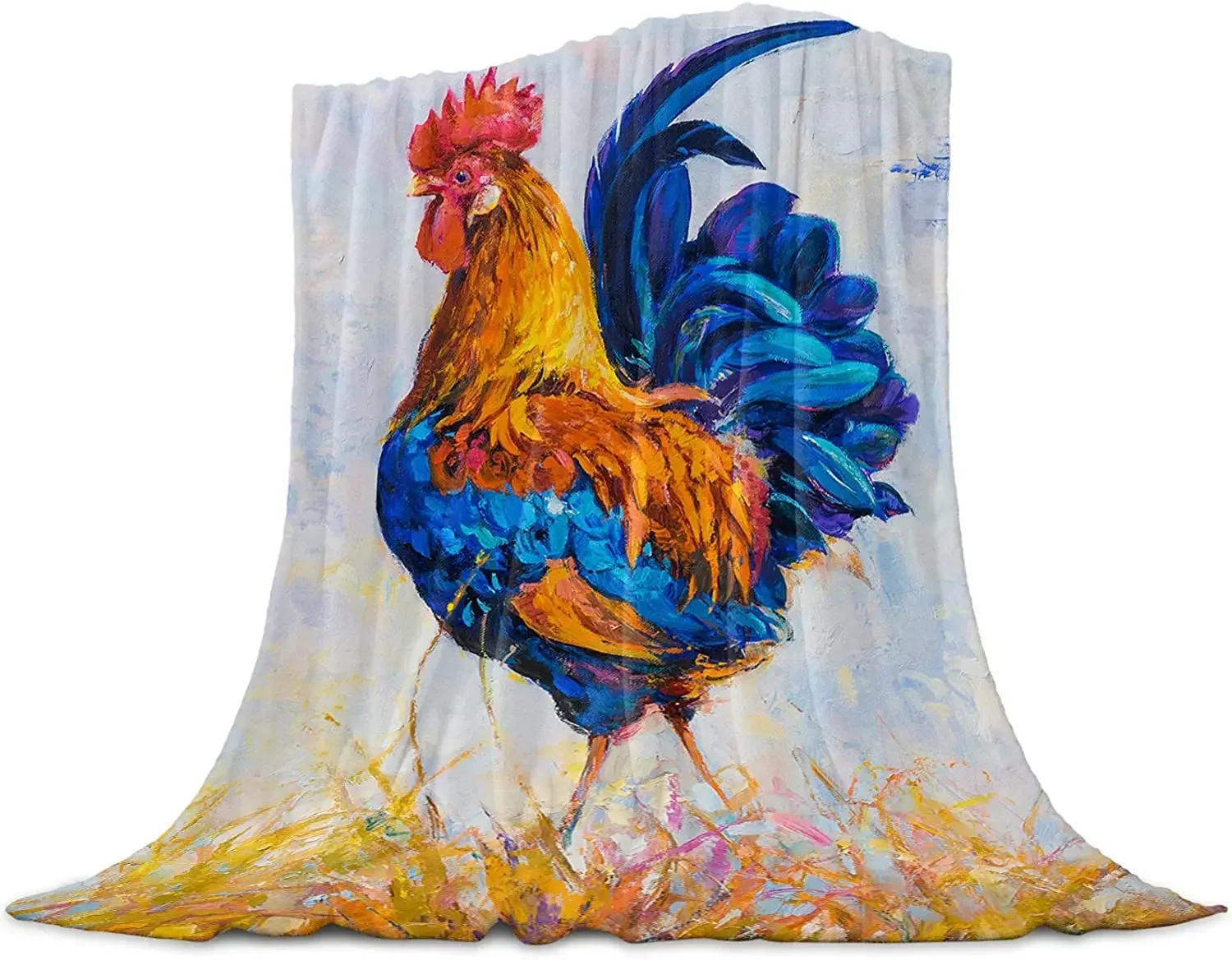 Chicken Flannel Throw Blanket Cartoon Chicken Farm Animals Blanket Lightweight Comfortable Super Soft for Bed Sofa Couch Decor