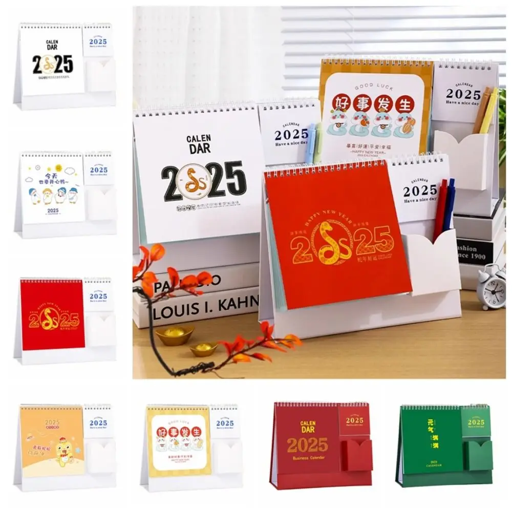 Criativo 2025 calendário de mesa simples portátil agenda planejador agendador mesa decoração em pé flip calendário escritório papelaria