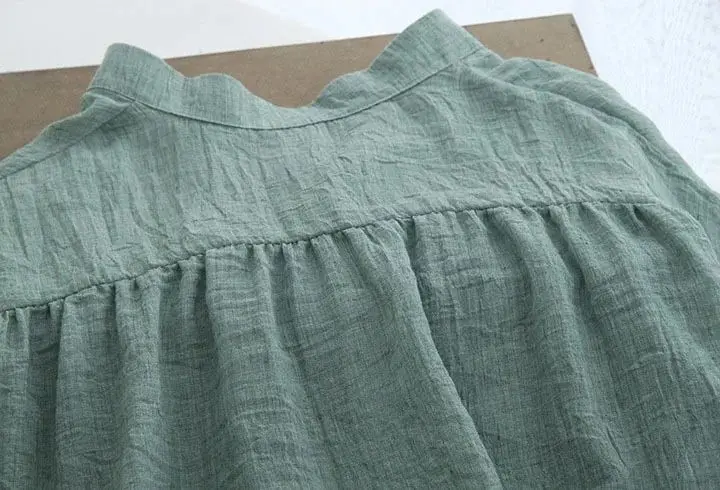 Ele Vintage Sottile Cotone Lino Protezione Solare irt Donna Lungo Sve Confortevole Traspirante Faionable Casual irt