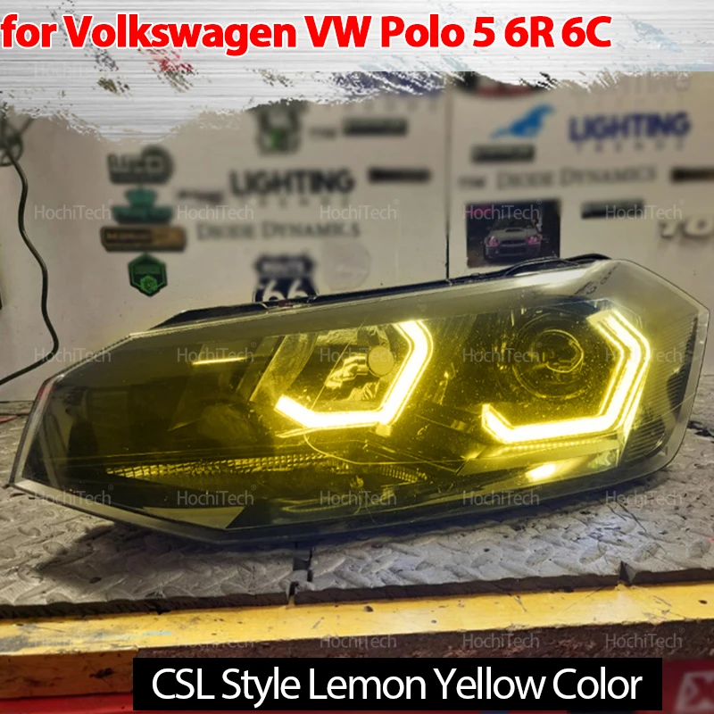 

For Volkswagen VW Polo 5 6R 6C CrossPolo Vento LED Crystal Angel eyes Ring M4 Style DRL DTM Shape Light White Lemon Yellow