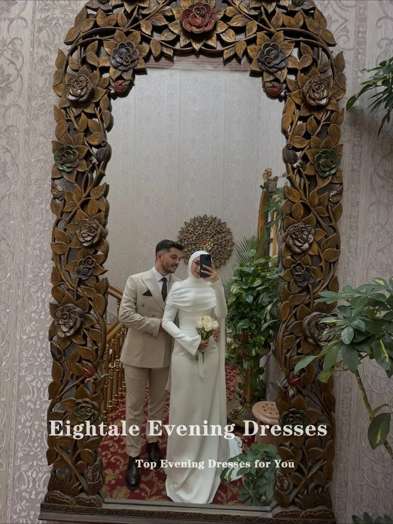 Eightale アラビアのウェディングドレスカスタマイズされたアイボリーマーメイドブライダルガウン長袖フロアレングスイスラム教徒の花嫁パーティードレス